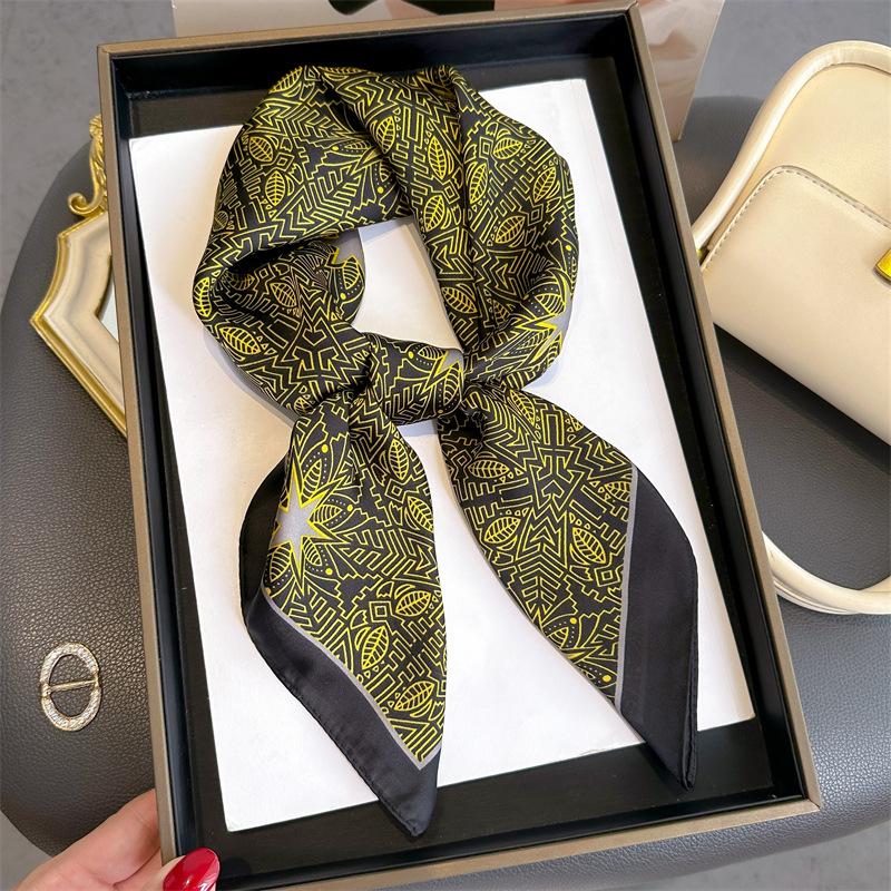 

Ретро Роскошная Мода 70*70см Женский Элегантный Принт Шелковый Квадратный Платок Мягкий Хиджаб Повязка на Голову Шейный Платок Повязка на Голову Фуляр Лента 70X70cm