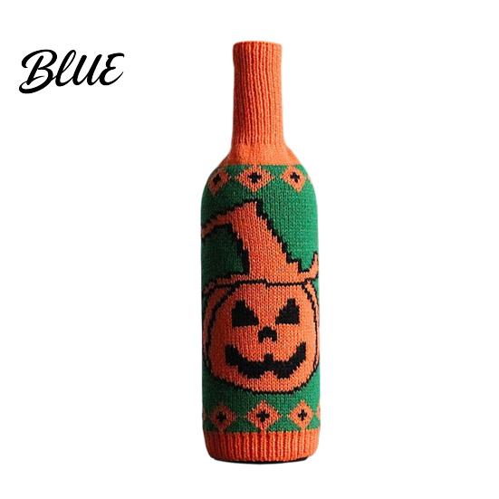Pavoučí síť Víno Dekorace Halloween Svetr na láhev, Opakovaně použitelný pletený kryt na šampaňské, Dýně Lebka Obal na dárky pro láhve Vzor rukávu Jídelna