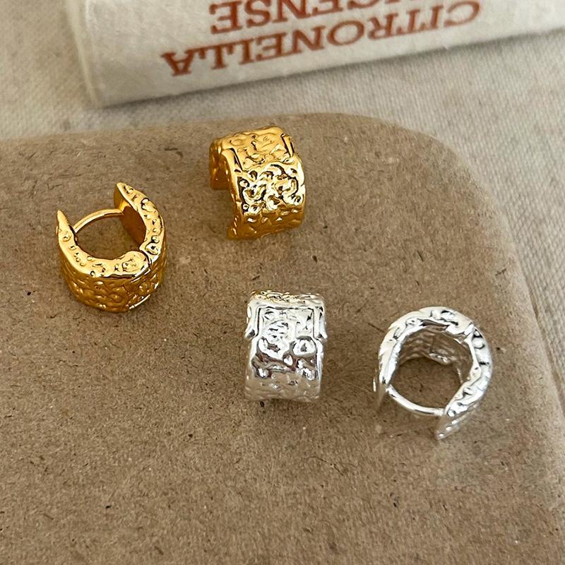 PONYKISS Sterlingsilber 18 Karat Gold Unregelmäßige gefaltete runde Creolen für Damen Klassische feine geometrische Accessoires