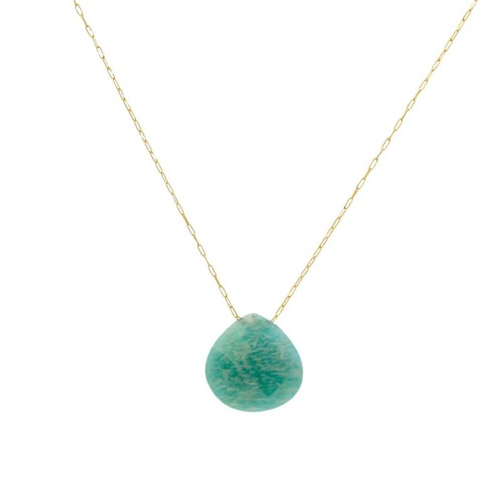 

Minimalist Stone Necklace Stainless Steel Collarbone Chain Waterdrop Pendant Necklace Daily