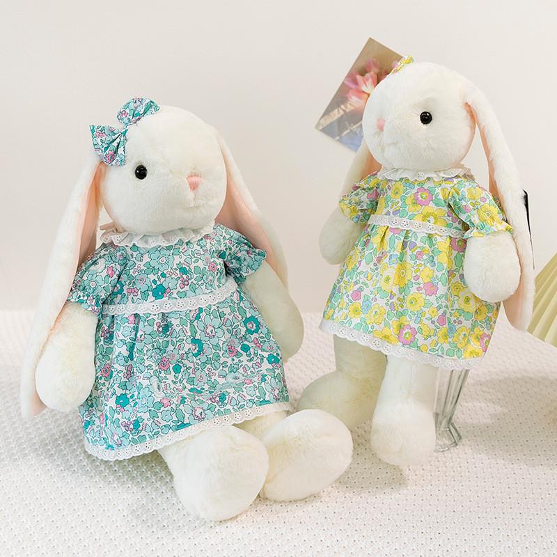 Cute Blossom Lop Eared Rabbit Plush Toy Gift For Friends Home Decor With Short Pile Material