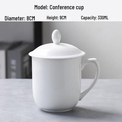 Tangyu Pure White Ceramic Office Meeting Cup