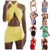Women's Fashion Color Hollow Sexy Slim Hip Dress