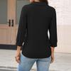 Women's Fashion Casual Lapel Short 3/4 Sleeve Color Shirt Women's Up Tops