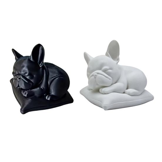3D Printed Bulldog Figurine, Cute Sleeping Dog Statue, Collectible Animal Ornaments for Car, Office Desk Decor