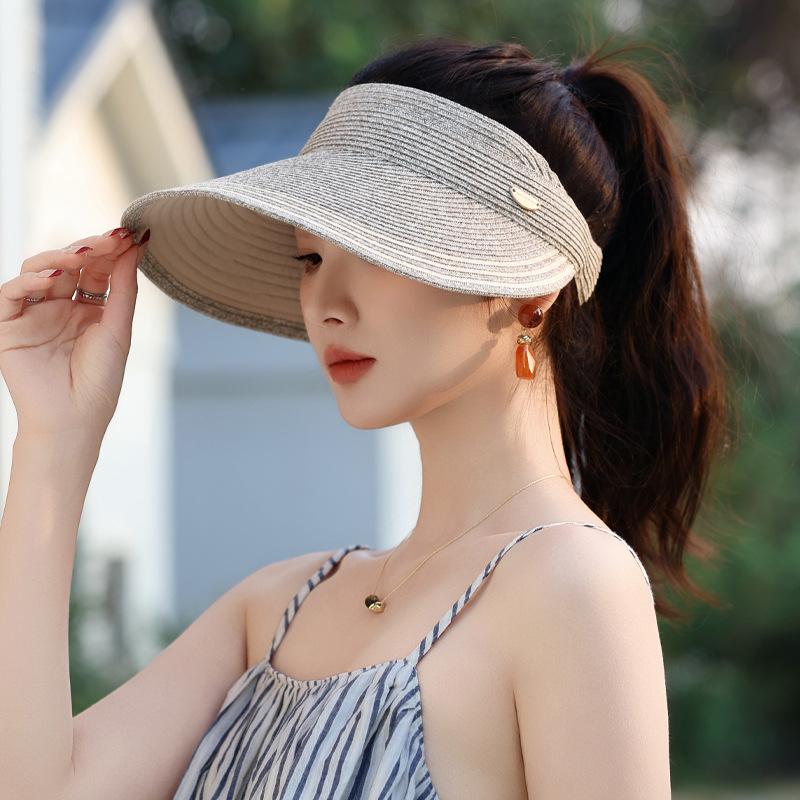 Summer New Hat Women's Empty Top Lafite Straw Hat Outdoor Travel Sun Hat Showing Face Small Sun Hat