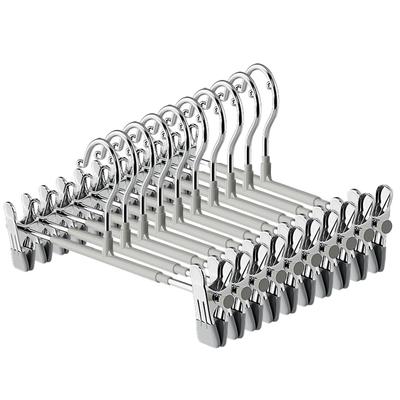 10PCS Metal Trouser Hanger with Adjustable Clip Shorts Hangers Stainless Steels Non Slip for Hanging Trousers/Socks/Skirts/Coats