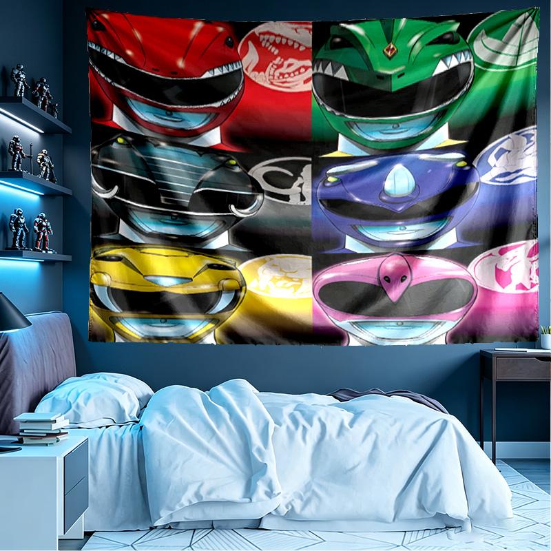 Mighty Morphin Power Rangers Print Tapestry, Lightweight Wall Hanging, for Bedroom, Dorm, Living Room, Home Art Decor - Birthday Christmas Gift for Fr