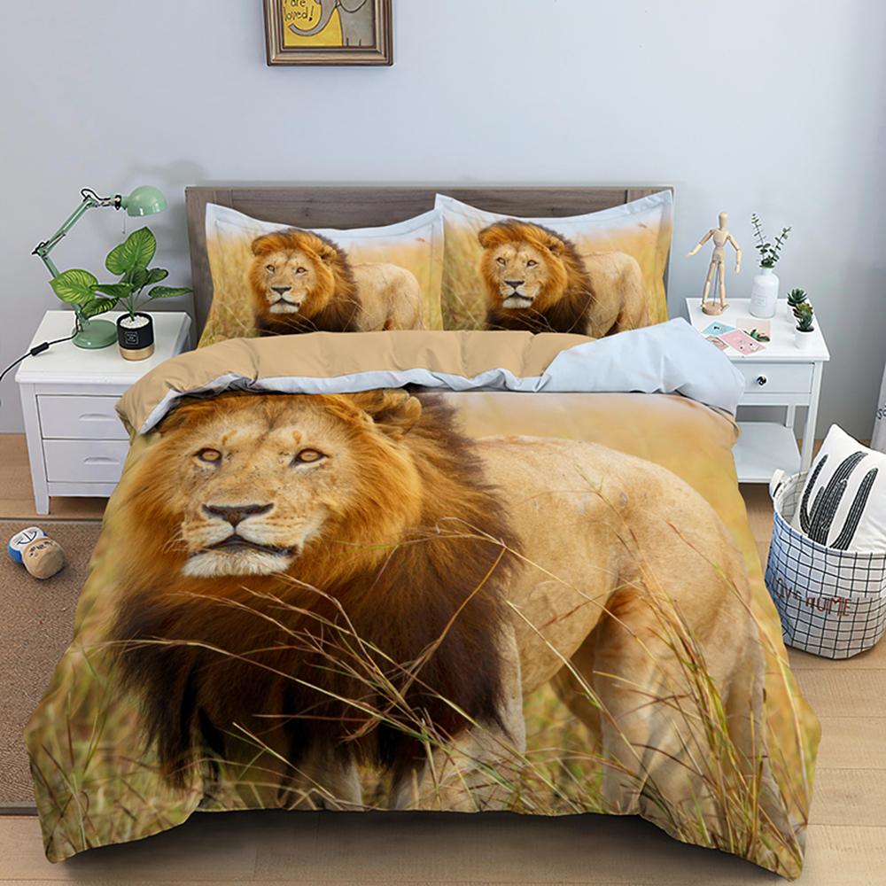 3D Lion Print King Bedding Set Custom Animal Adult Kids Queen Duvet Covers Comforter/Quilt/Blanket Cover Sets With Pillowcase