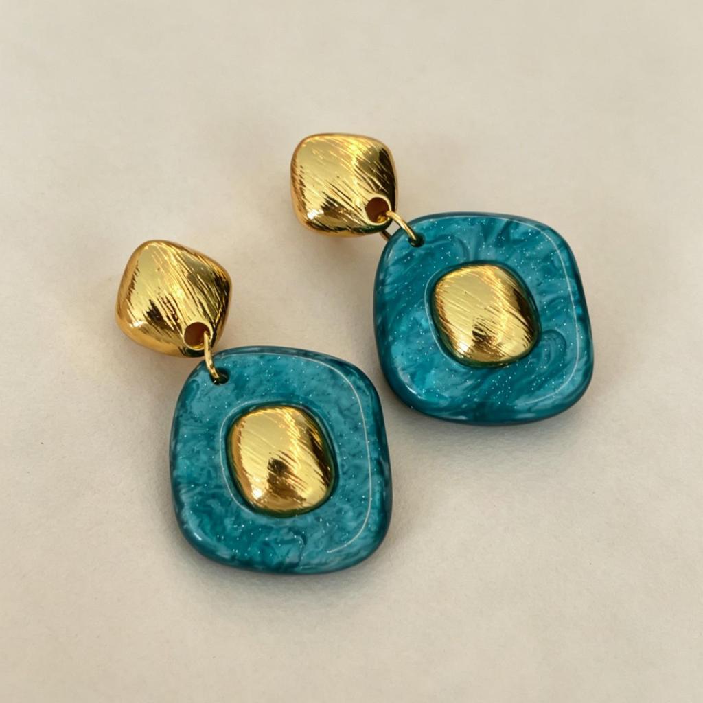 Orecchini a Fiocco in Vetro Blu Vintage - Ornamento dal Design Retrò