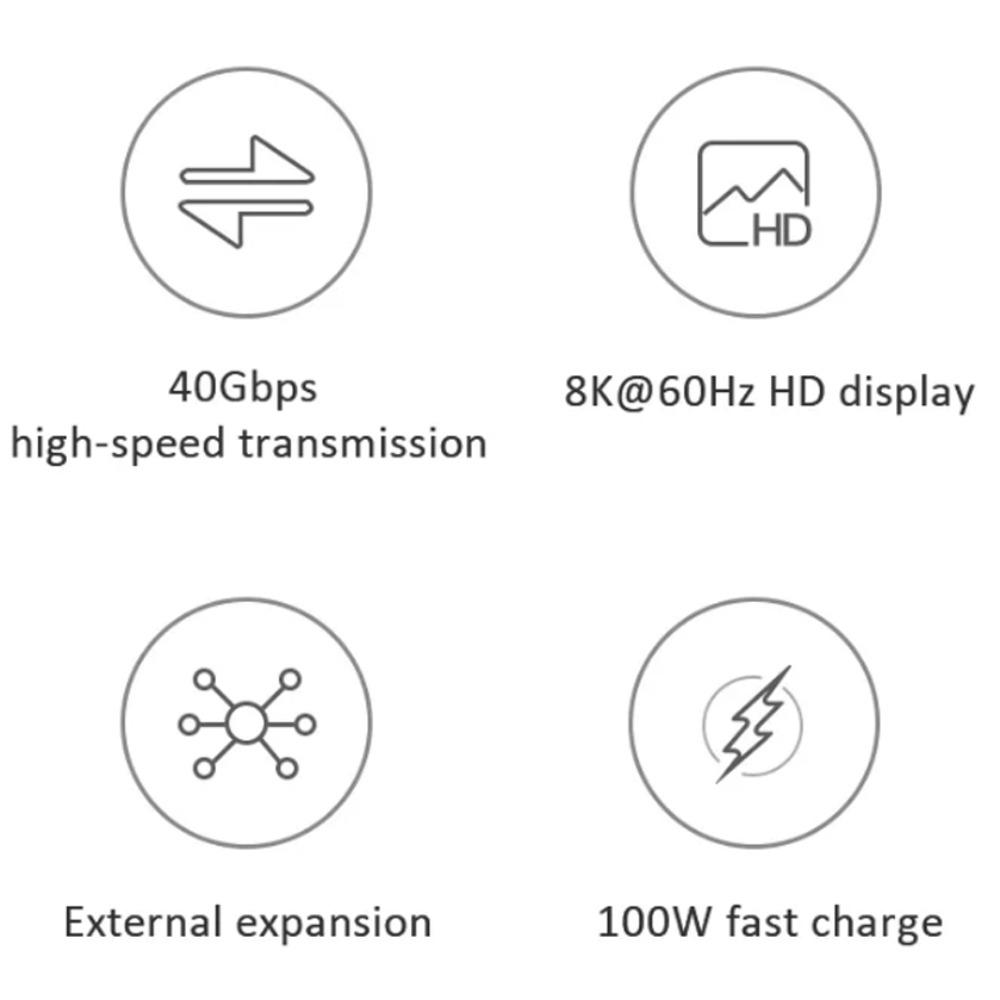 40Gbps Thunderbolt 3 Fast Charging Cable USB4.0 USB4.0 Type C Data Line Data Transmission