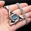 Men's Hip-Hop Stainless Steel Evil Eye & Hand Triangle Pendant Necklace