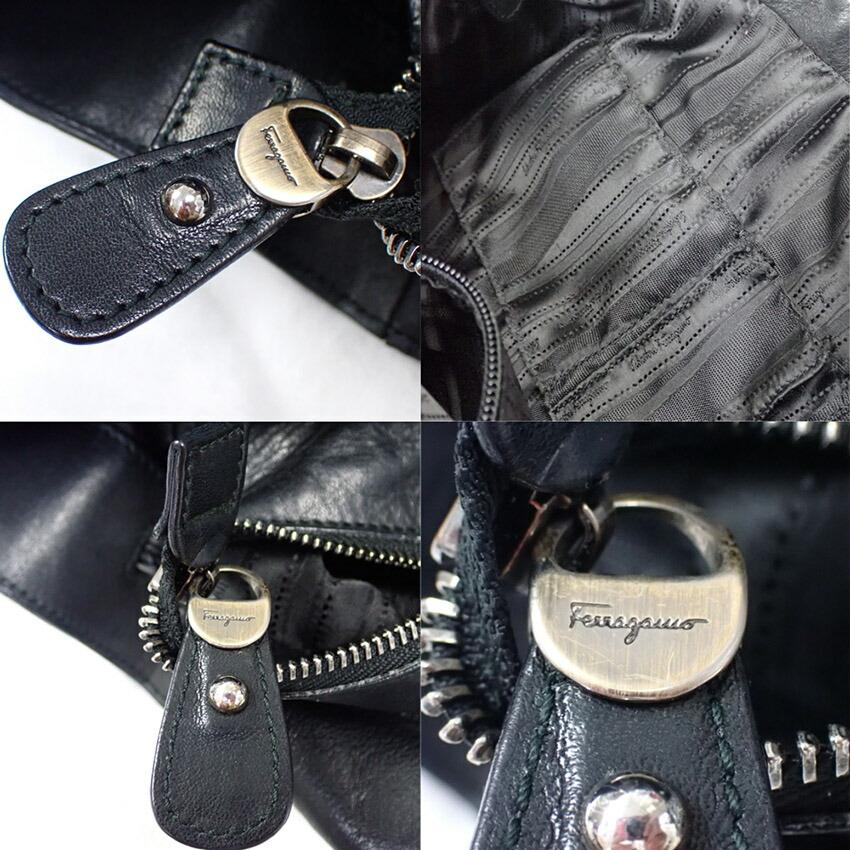 [Used] Salvatore Ferragamo Gancini leather tote bag [b41-76]
