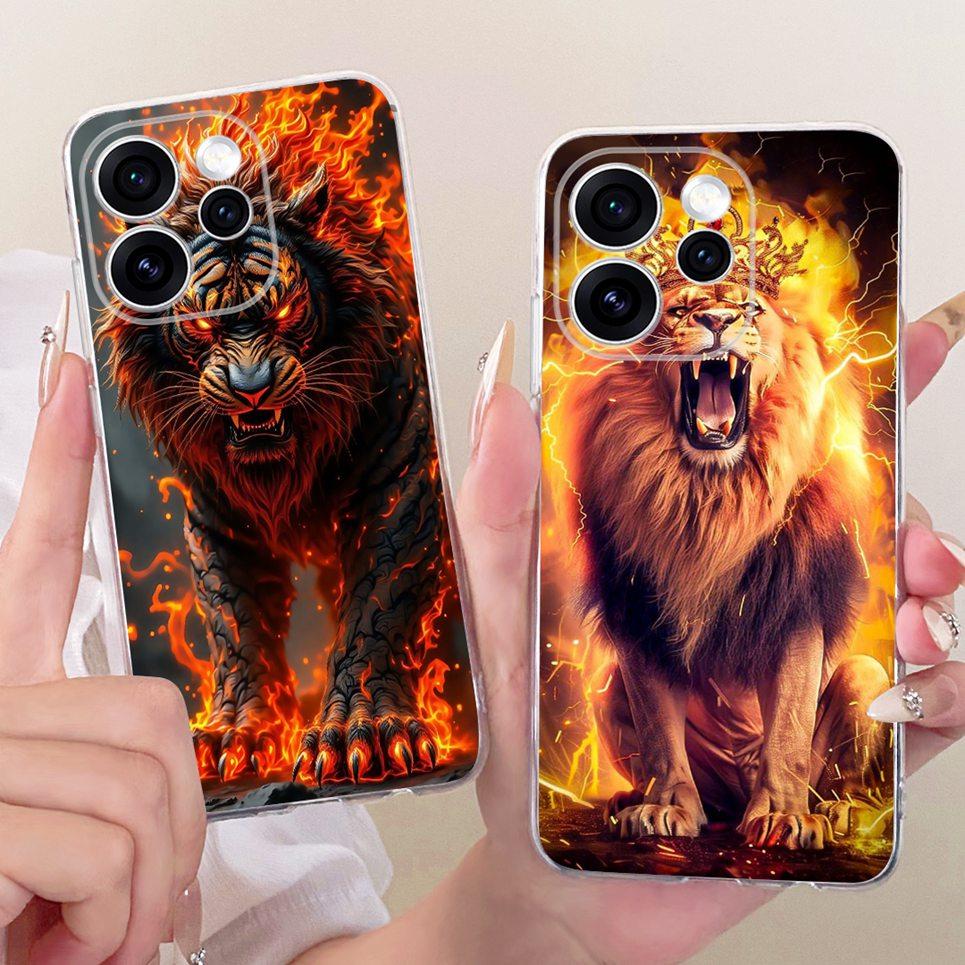 For Oppo Reno15 F Phone Case On Reno 15 15F Casing Cool Dragon Lion Tiger Cartoon Printed Back Cover Clear Soft Silicone Capa
