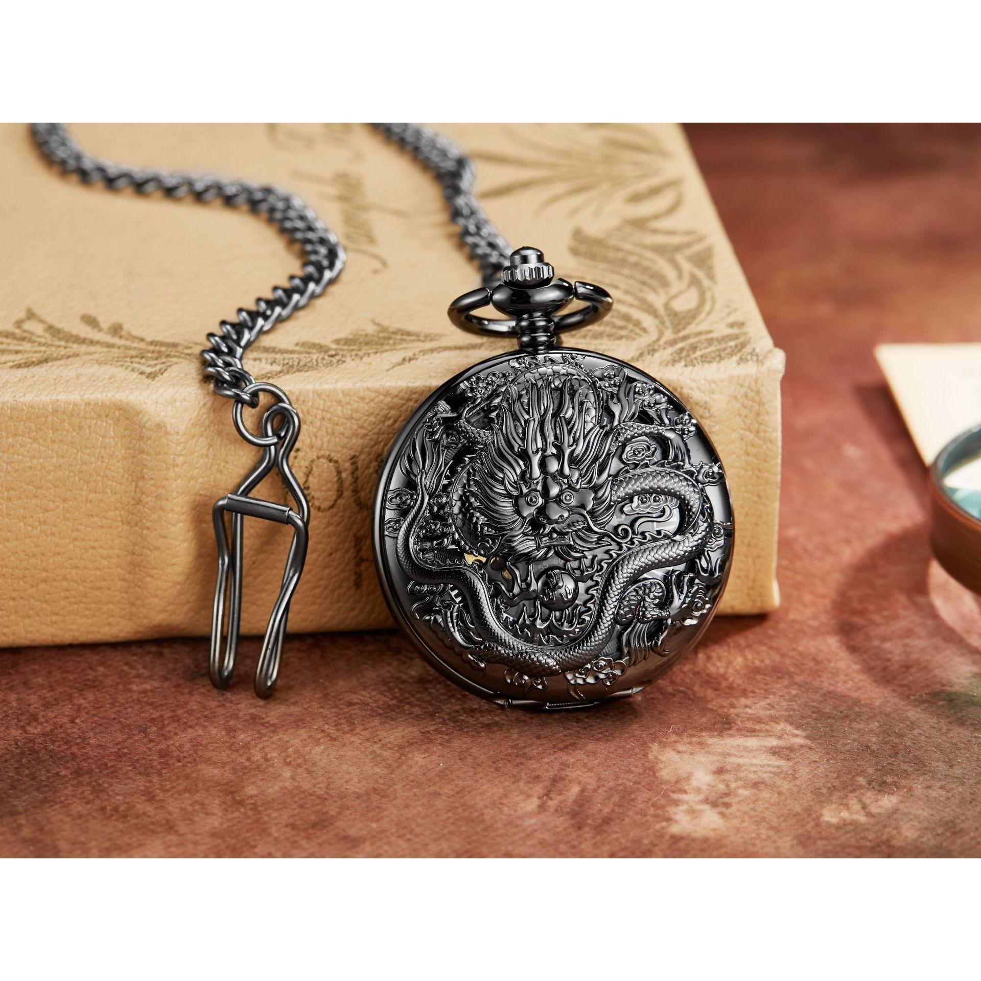 

Классические двойные открытые часы Dragon Phoenix Chengxiang Roman Literal Vintage Hand Mechanical Большие карманные часы