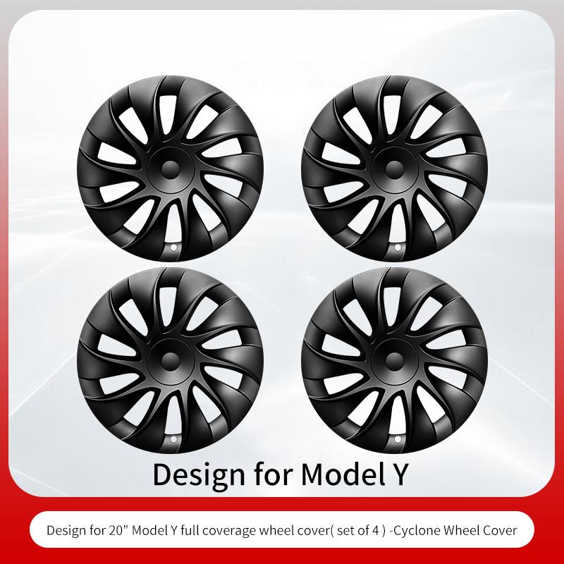 Hubcaps Design for Tesla Model Y 2020-2024 Cyclone Wheel Rim Cover 4PCS 20 inch Cover Hubcaps Automobile Replacement Accessorie Tesla матовый черный