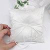 Romance Lace Embroidered Rings Pillow for Weddings Sturdy Fabric Materials With Handmade Beads Tulle Detail
