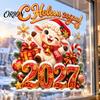 Seasonal Storefront Display 2027 Russian New Year Static Glass Stickers, of Goat PVC Window Decals for Clings Home and Shop Decoration, Cute