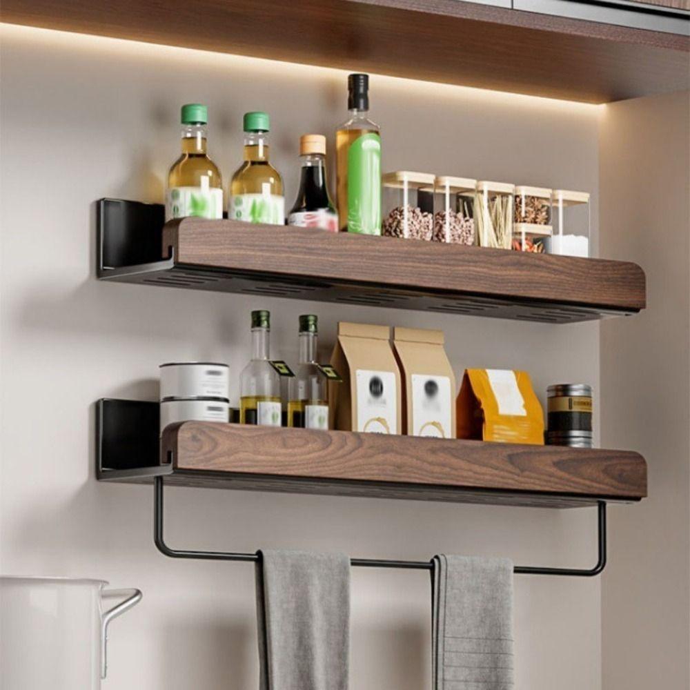 Wood Detachable Bathroom Shampoo Shelves Space Saving Wall Mounted Shower Storage Rack Waterproof Corrosion-Resistant
