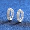 Sterling Stud Earrings With Full Moissanite Pave Setting Geometric Design Elegant French Chic Fashion Jewelry Women