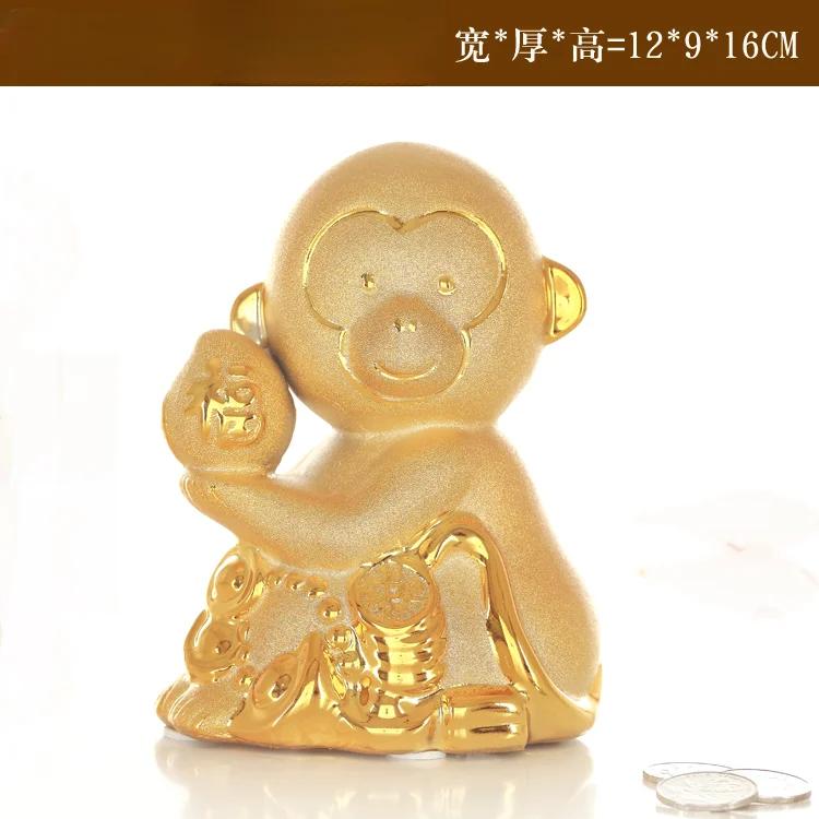 1PCS handmade ceramic cute twelve zodiac monkey chicken dog mouse dragon piggy bank home storefront front desk decoration