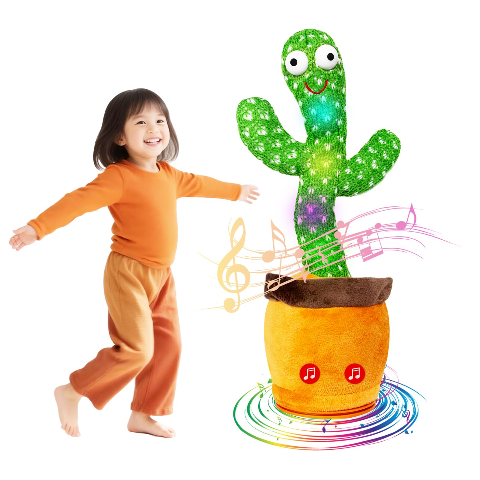 Игрушка-кактус Bonistasia, Танцующий, Поющий, Записывающий, Повторяющий, Включает 120 песен, Танцующий кактус, Подарок на день рождения, Плюшевый кактус, Утреннее развлечение для детей