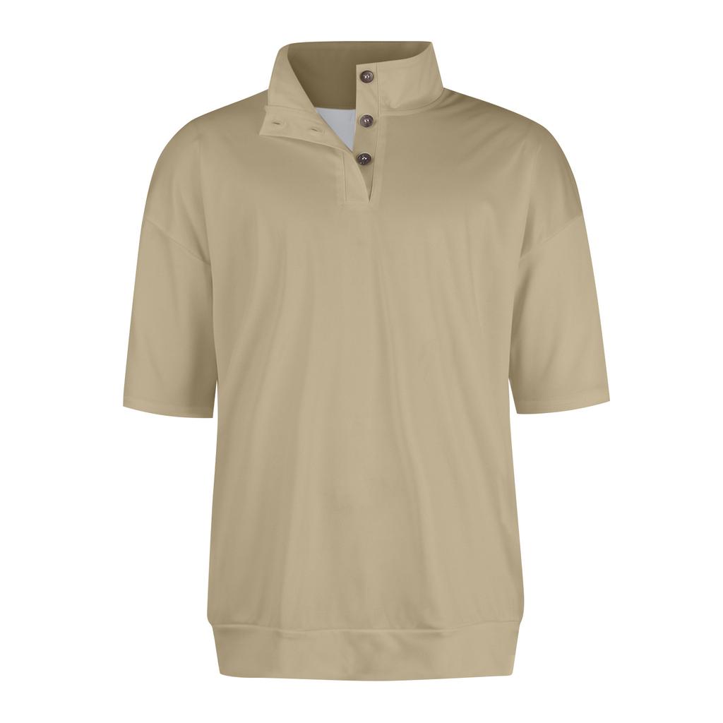 Letní pánská košile s krátkým rukávem na knoflíky se stojáčkem, ležérní módní top