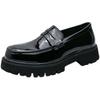 Loafers Men's Thick-soled Heightened Large-size British Style Casual Glossy Inner Height Increased Cm One-pedal Round-head Small Leather Shoes