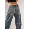 Cotton Y2K Low Rise Straight Leg Jeans Women Casual Spliced Loose Fit Streetwear