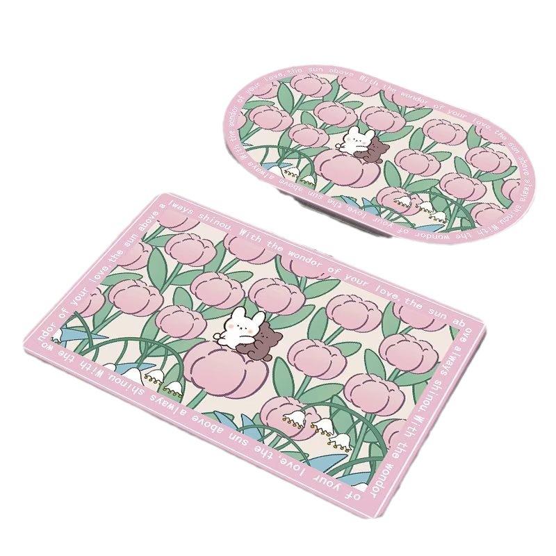 Sweet Flowers Diatom Mud Floor Mat Carpet Bathroom Moisture-wicking Mat Bathroom Quick Drying Mat Hand Washable Slip-resistant Door Mat