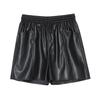 BETU Damen High Waist Casual PU-Leder Shorts