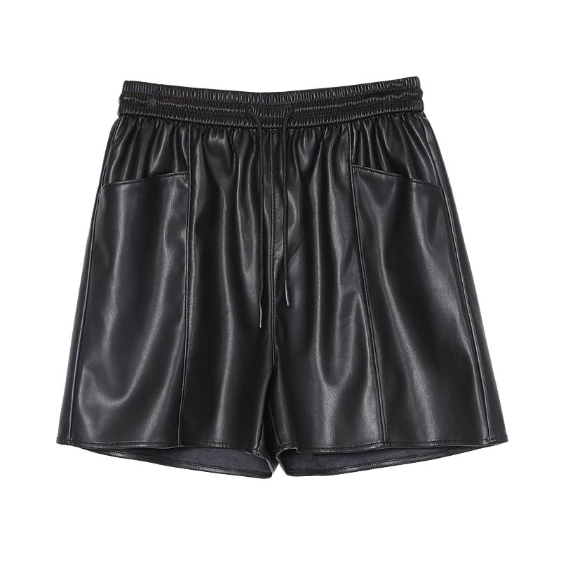 BETU Women s High Waist Casual PU Leather Shorts L