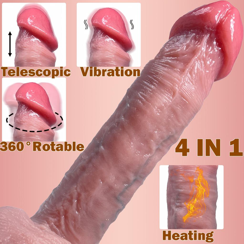 8.66in 4-in-1 Sexy Dildo Vibrator with 10 Vibration Modes,360° Telescopic Rotation,Slow Heating,Remote Control.Ideal As A Gift or Prank Prop