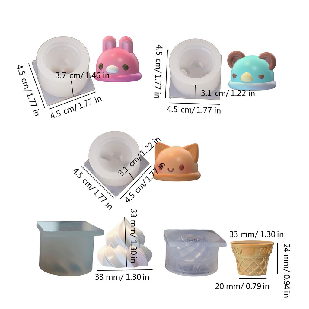 Handmade Cone Ice Cream Mold Rabbit Head Silicone Mold Baking Fondant Mold Chocolate Cake Decorating Tool Home Decors