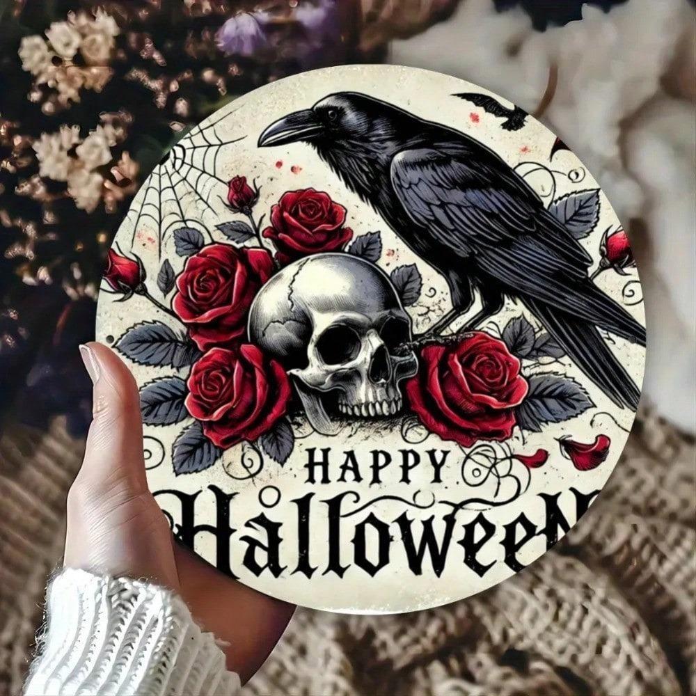 Halloween Metal Wall Art Skeleton Roses Decor Yard Home Gift