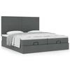Exclusive House - Ottoman Bed Frame with Dark Grey Mattress 200x200cm Fabric