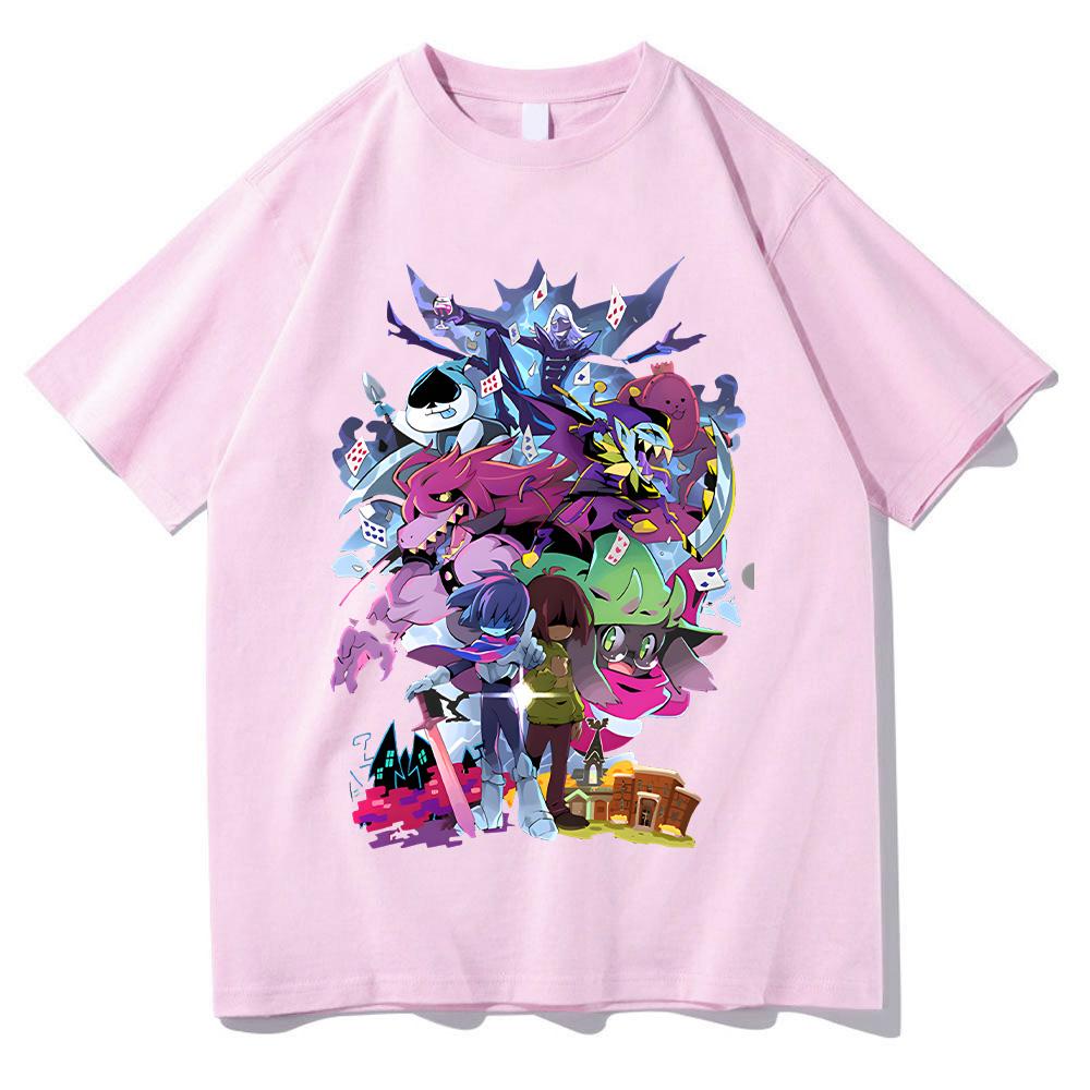 Deltarune Merch Personaggi Artwork Maglietta Cast Completo Abbigliamento per Fan Gioco Deltarune Maglietta in Cotone Top Divertente Larga Unisex Tee
