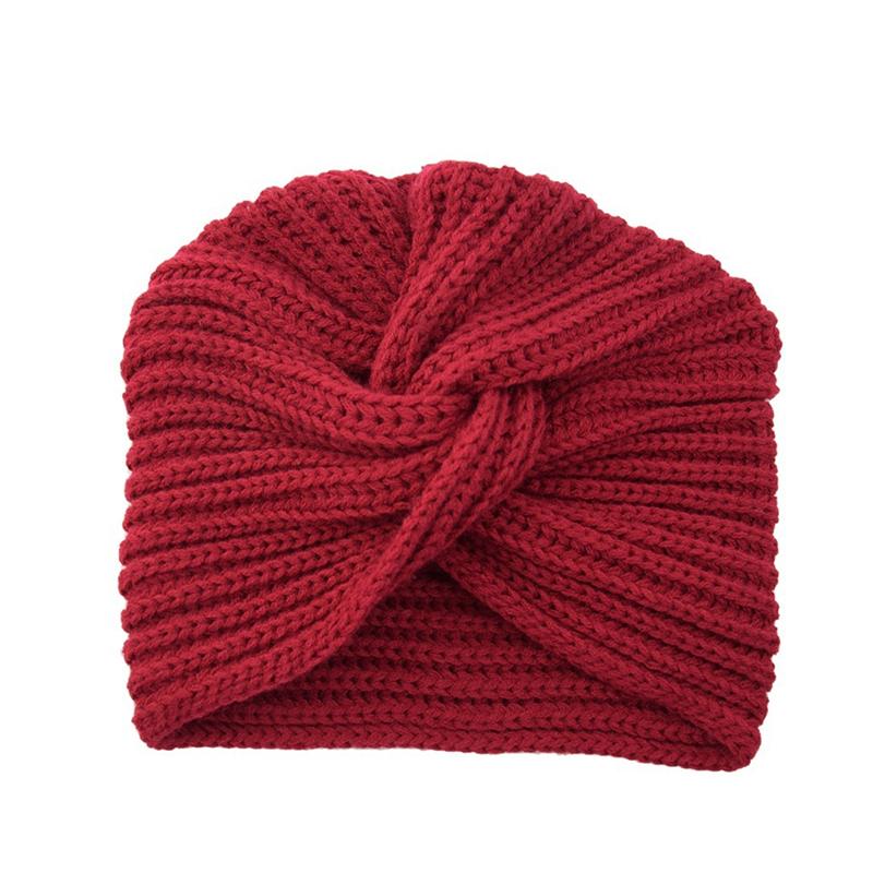 1Pc Women Headwear Head Wrap Hair Loss Turban Solid Color Knitted Cap Polyester