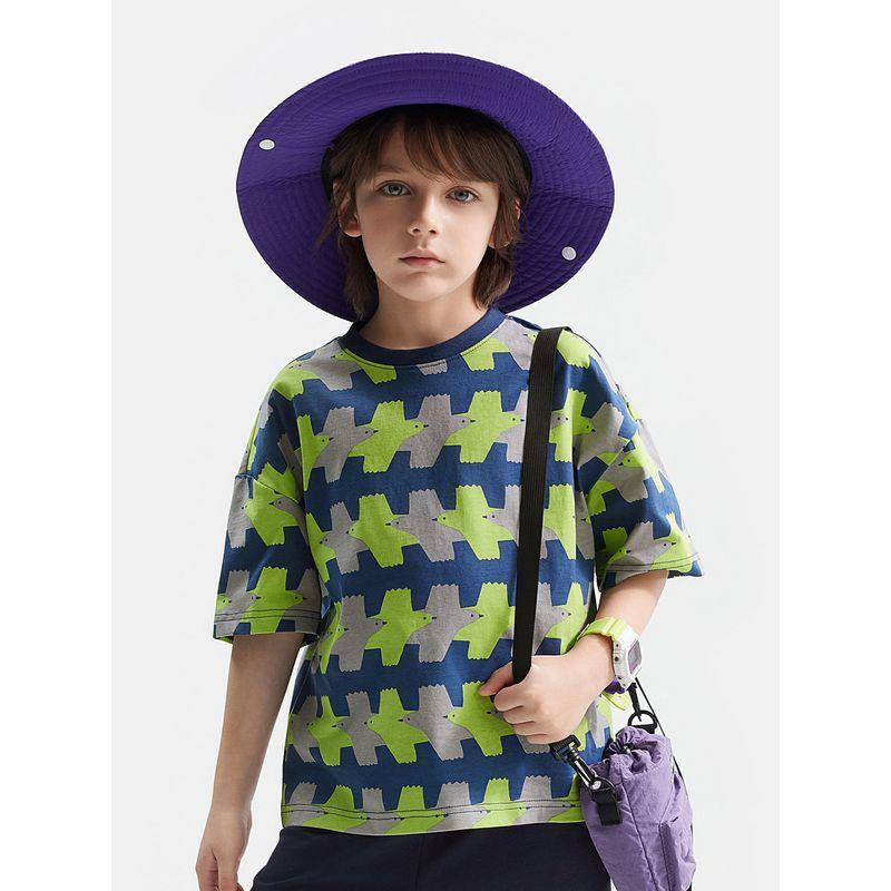 [Monster Series] Mqd Children's Clothing Boys' Short-Sleeved T-Shirt Pure Cotton Printed Bottoming Shirt Summer New Children's Top