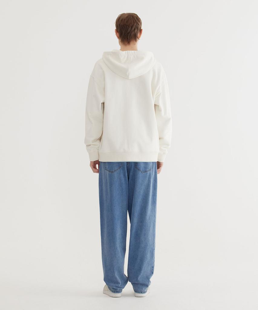 COVERNAT Arch Logo Zip-Up Hoodie Ivory