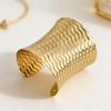 Exaggerated Wave Texture Wide Band Bracelet - Fashionable Long Street Style Accessory