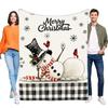 Merry Christmas Snowman Blanket Soft Cozy Throw for Home Decor Winter Holiday Gift, Warm Flannel Fleece for Sofa Bed, Ideal for