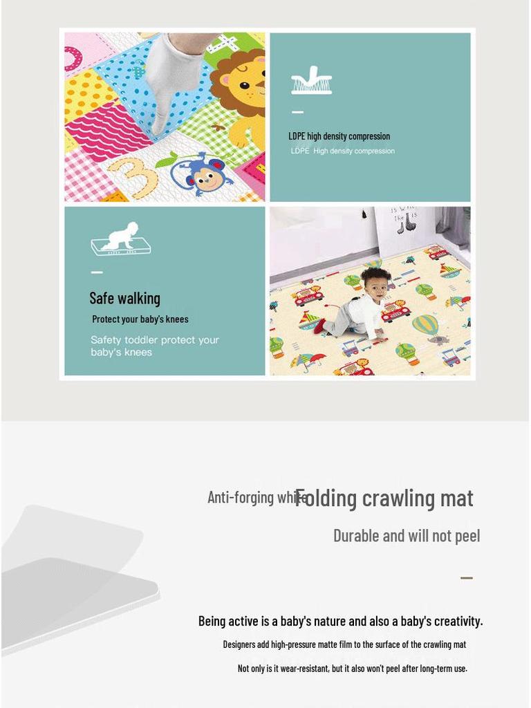 Huaying Foldable Thickened Infant Crawling Mat - Children's Foam Floor Mat with Edging