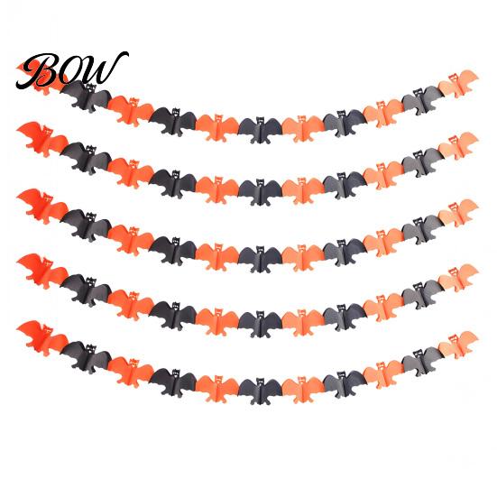 Decorative Holiday Cloth 5 Pcs 10FT Halloween Banner, Spooky Spider Bat Skull Ghost Festive Celebration Banner Pumpkin Hanging Bunting Garland