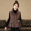 Plus Size Cotton Vest Women's Fall and Winter Loose Stand-up Collar Cotton Undershirt Shoulders Sleeveless Jacket Fashion Waistcoat