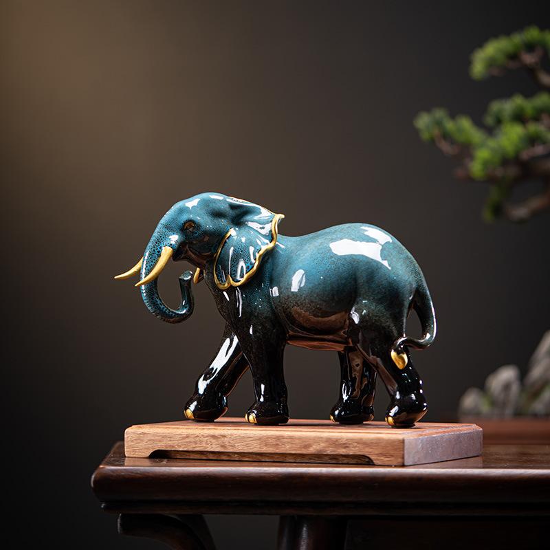 Feng Shui Keramik kreative Elefantenornamente für Wohnzimmer zu Hause, TV-Schränke, Weinschränke, Dekorationsartikel und Geschenke für