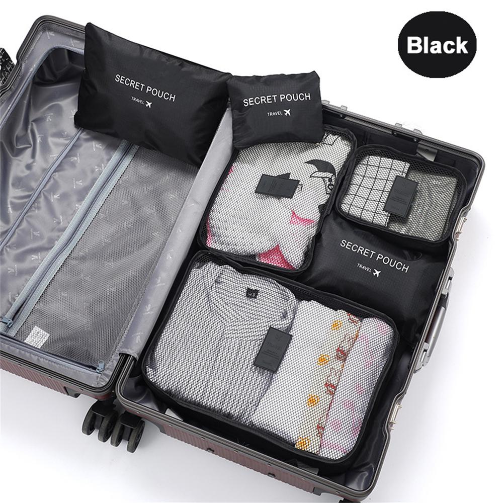 6 Set Packing Cubes Travel Clothes Storage Bags Set Luggage Organizers with Shoe Toiletry Bags Lightweight Suitcase Organizer чёрный 6690₽