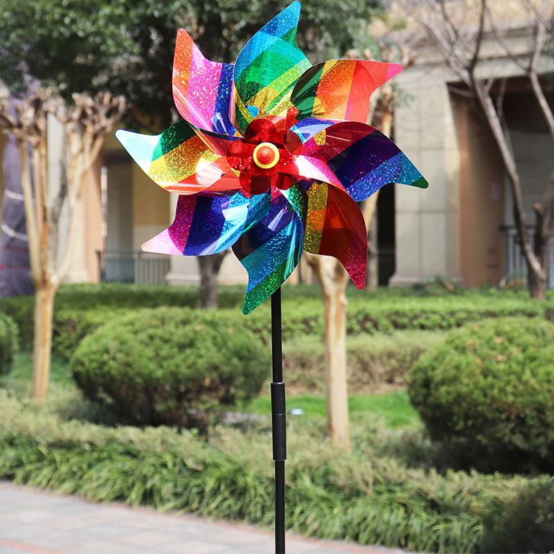 Garden Yard Windmill Wind Spinner Ornament Decoration Kids Toys Balcony Viewing Plastic Party Outdoor Decoration Colorful