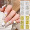 Gold & Silver Cross Starburst Nail Art Set: 6 Grids of Luxury Alloy Rivets and Patches