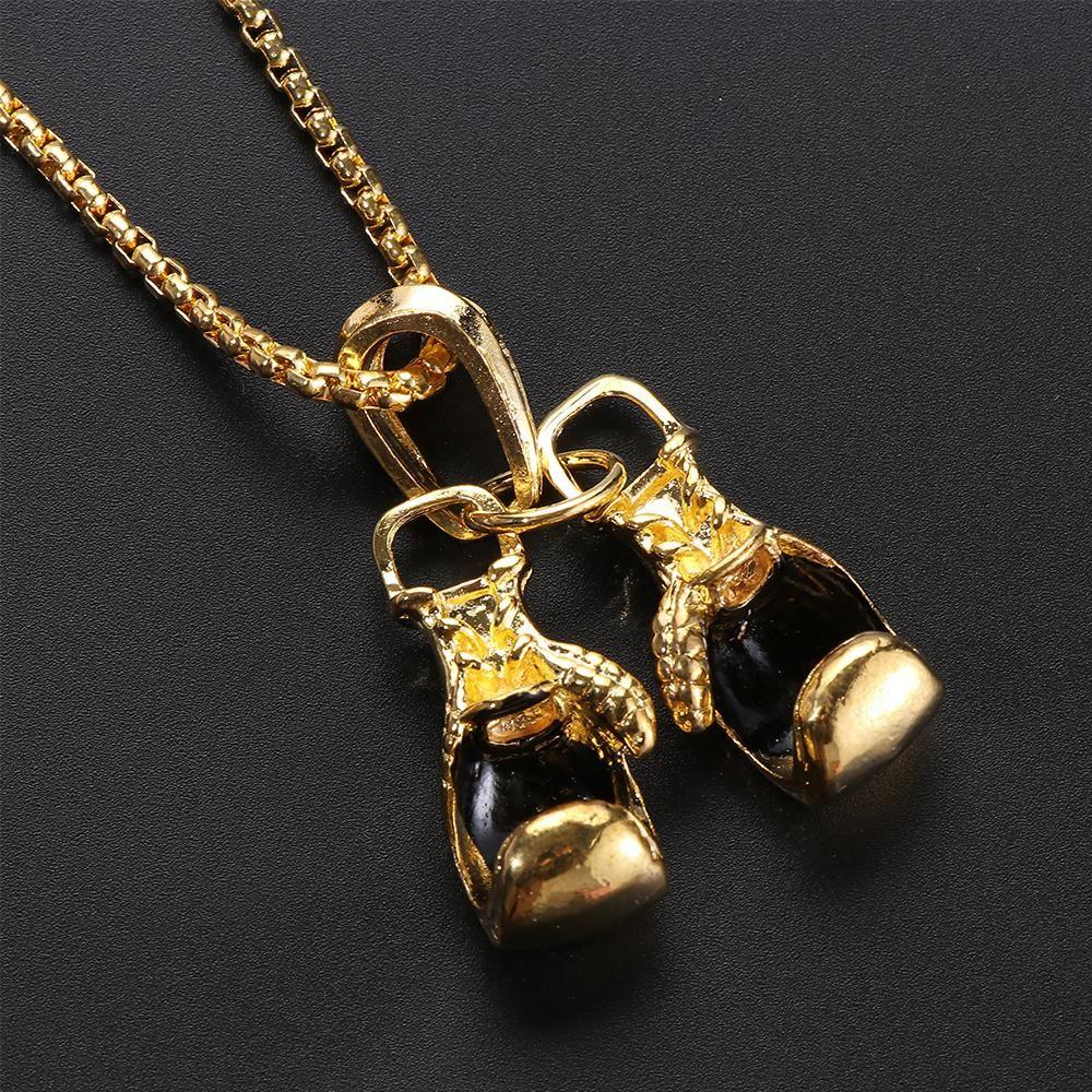 Punk Rock Gold Silver Balck Mens Boys Gift Chain Choker Boxing Glove Pendant Necklace